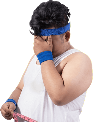 Man measuring his waistline